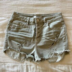 Refuge Olive Distressed Jean Shorts